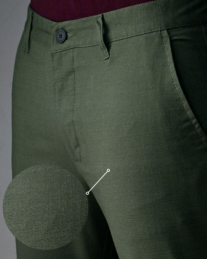 Army Green - 2 way stretch - COTTON LINEN PANT