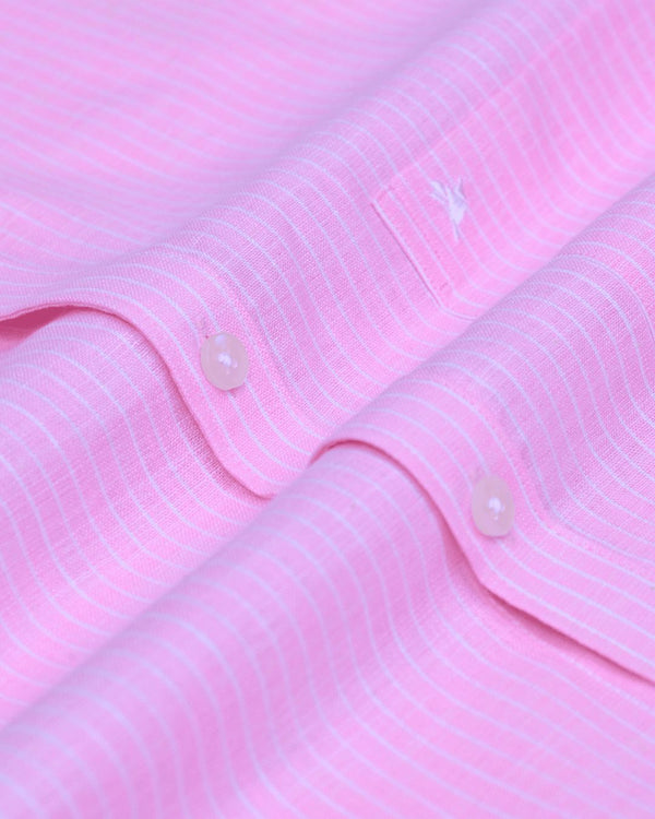 Pink Mini Stripes -Full-Bamboo Linen