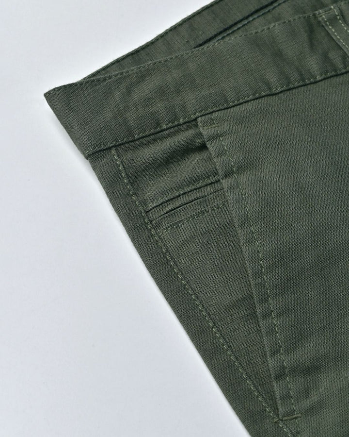 Army Green - 2 way stretch - COTTON LINEN PANT