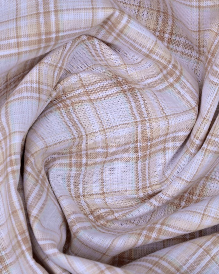 Spring Orange & Cream Checks -Full-Cotton Linen Shirt