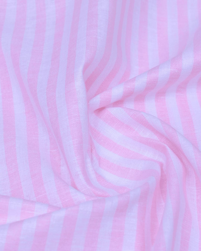 Pink Bold Stripes -Full-Bamboo Linen