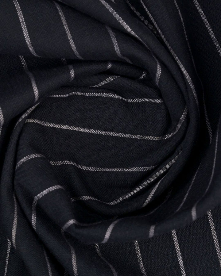 Black & White Line Stripes -Full-Cotton Linen Shirt
