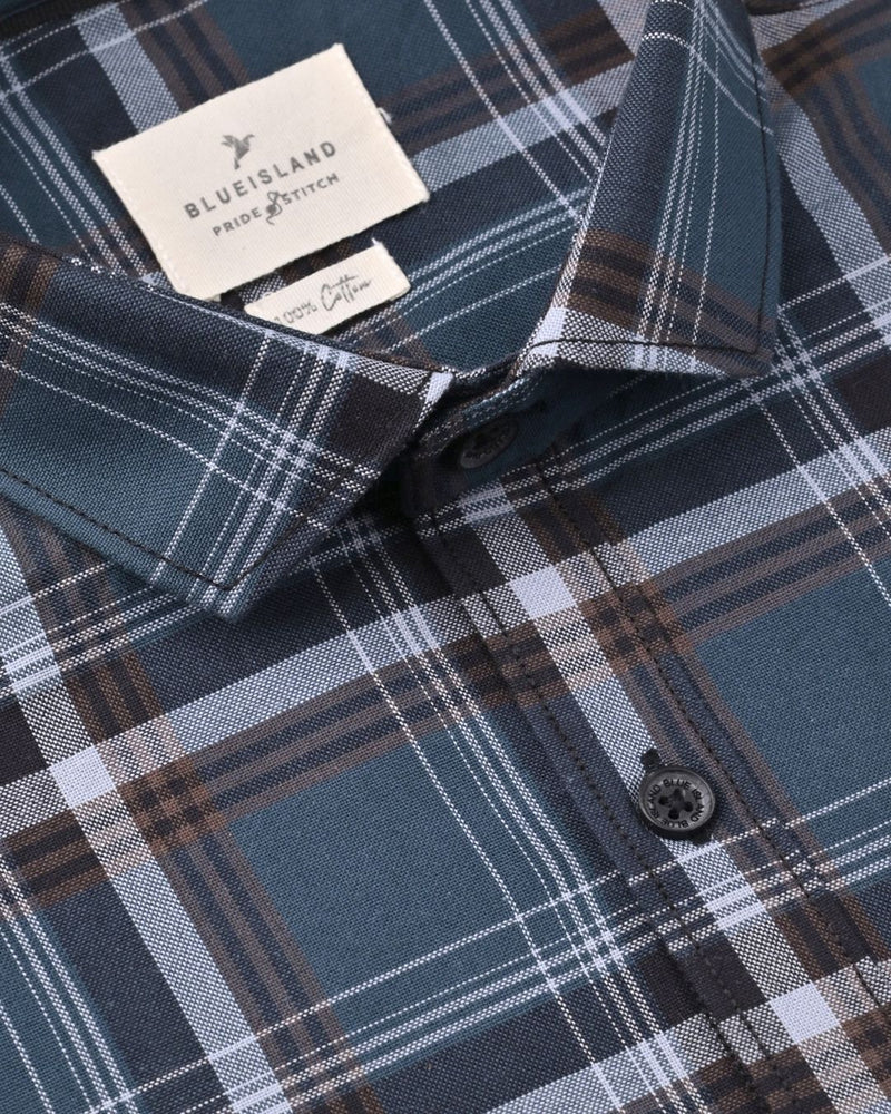 Metal Blue & Brown Checks -Full-Stain Proof
