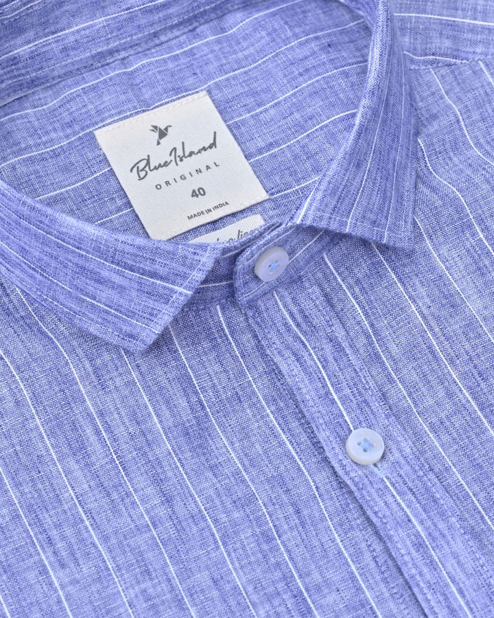 Denim Lite Stripes -Full-Bamboo Linen