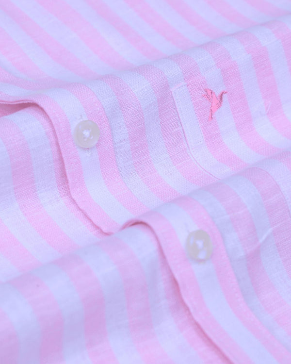 Pink Bold Stripes -Full-Bamboo Linen