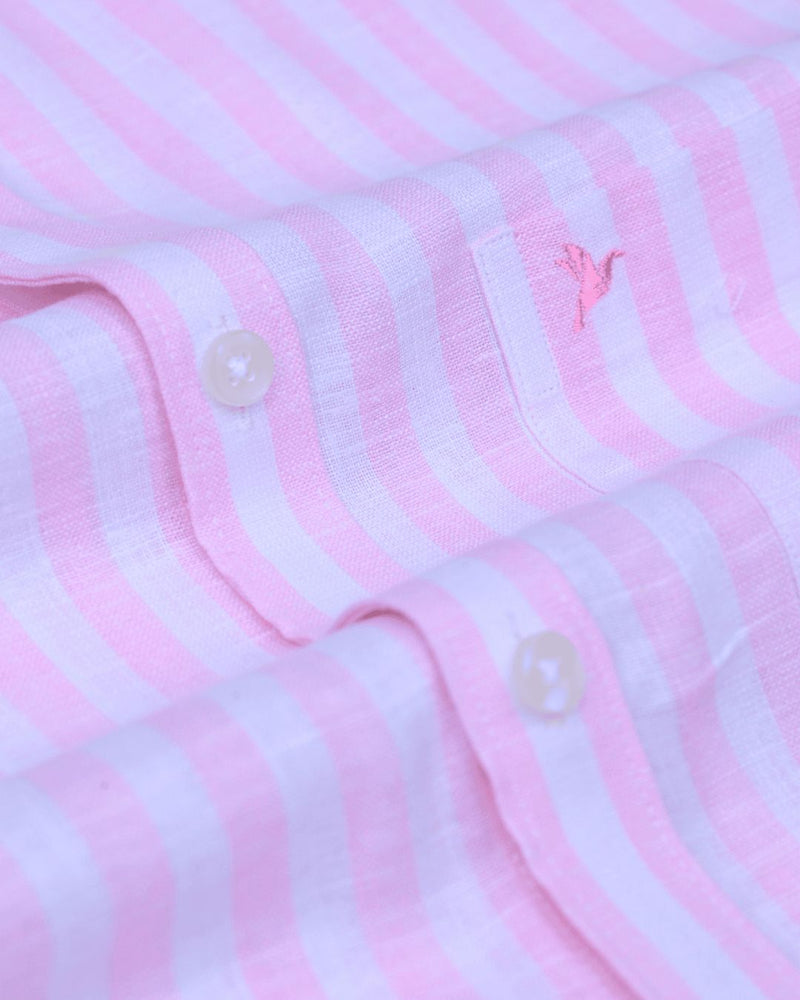 Pink Bold Stripes -Full-Bamboo Linen