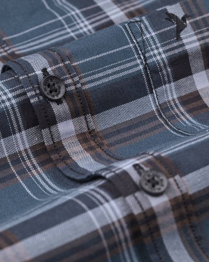 Metal Blue & Brown Checks -Full-Stain Proof