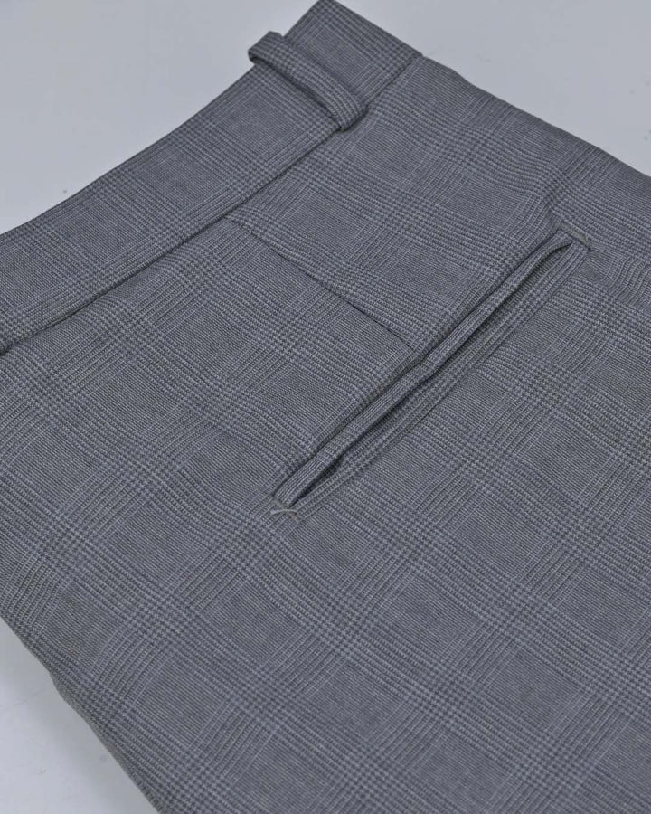 Dark Grey Multi Line Checks - Wrinkle free Formal Pant
