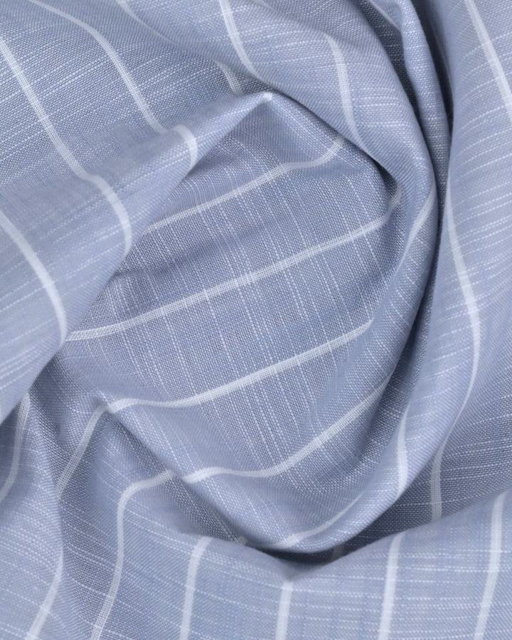 Grey & White Line Stripes -Full-Cotton Linen Shirt
