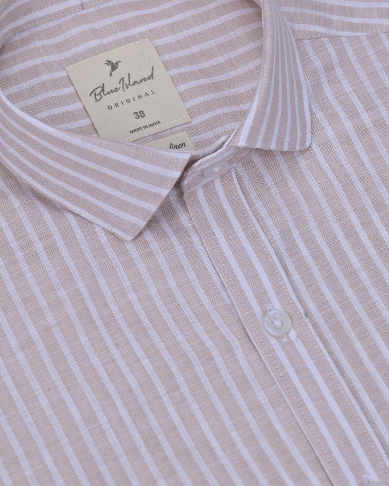 Mild Orange & White Stripes-Full-Bamboo Linen