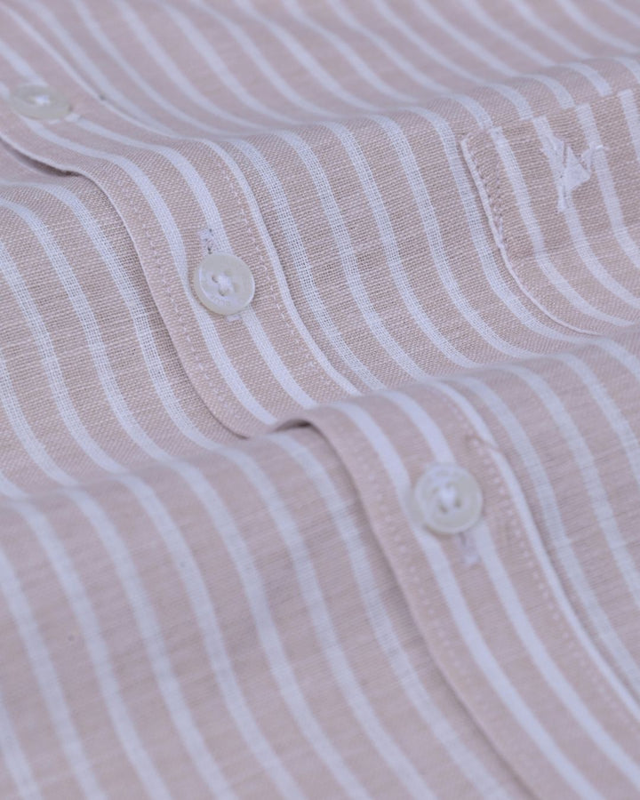 Mild Orange & White Stripes-Full-Bamboo Linen