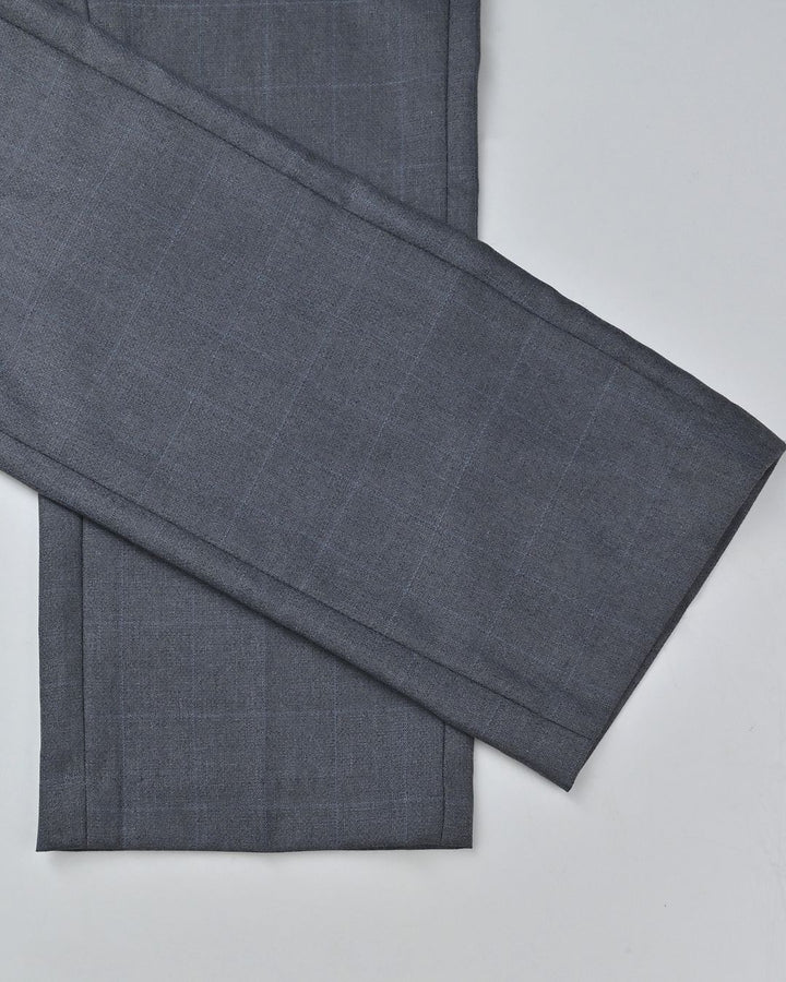 Grey & Sky Blue Box Checks - Wrinkle free Formal Pant