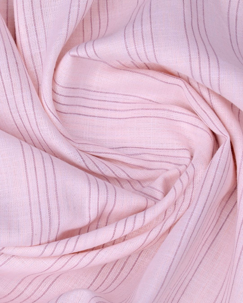 Pink Four Line Stripes -Full-Bamboo Linen