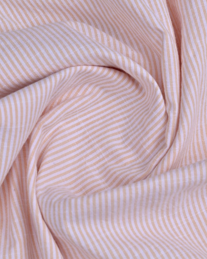 Orange Mini Stripes -Full-Cotton Linen Shirt