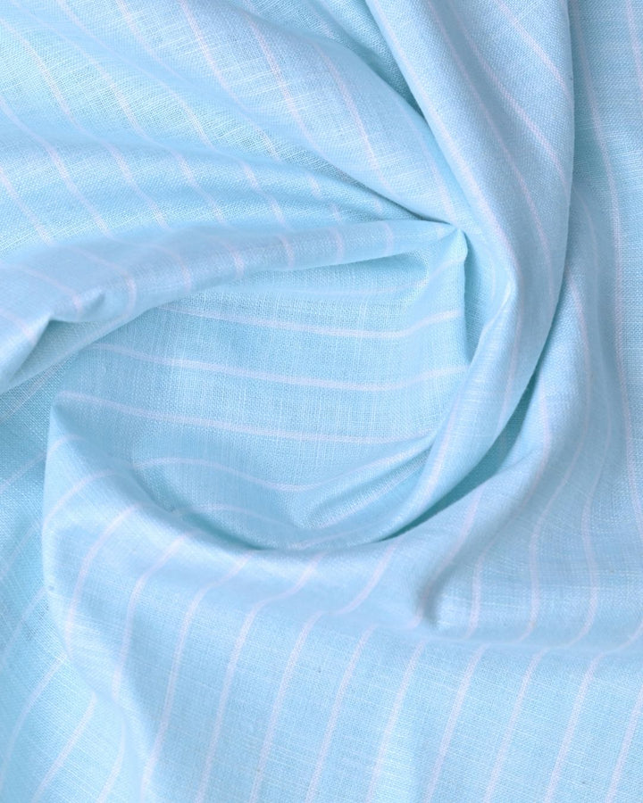 Aqua Blue Stripes -Full-Bamboo Linen