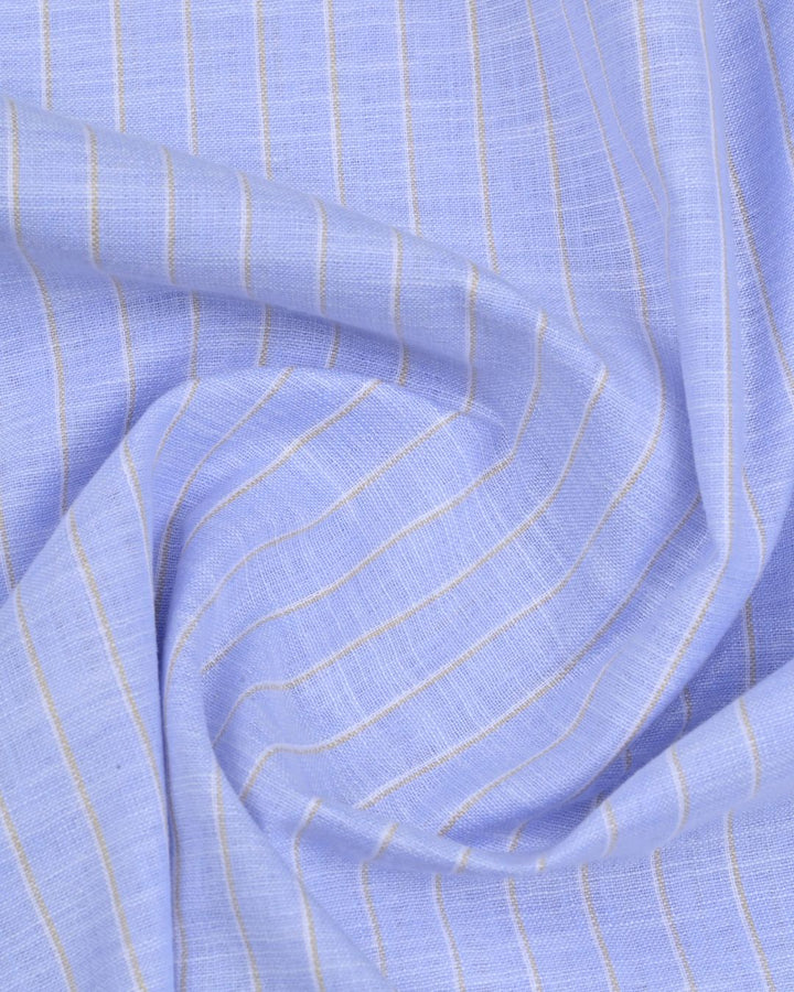 Misty Blue Double Stripes -Full-Bamboo Linen