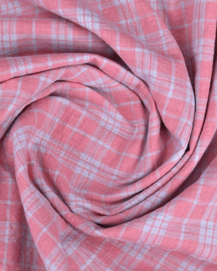 Rose Multi Line Checks -Full-Cotton Linen Shirt