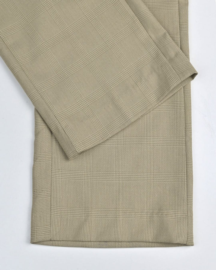 Beige Multi Line Checks - Wrinkle free Formal Pant