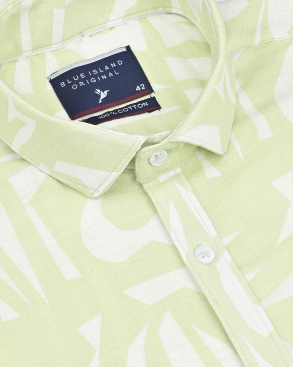 Lime Green & White Print -Full-Stain Proof