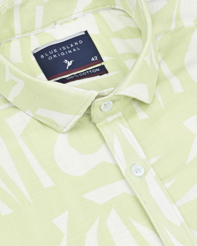 Lime Green & White Print -Full-Stain Proof