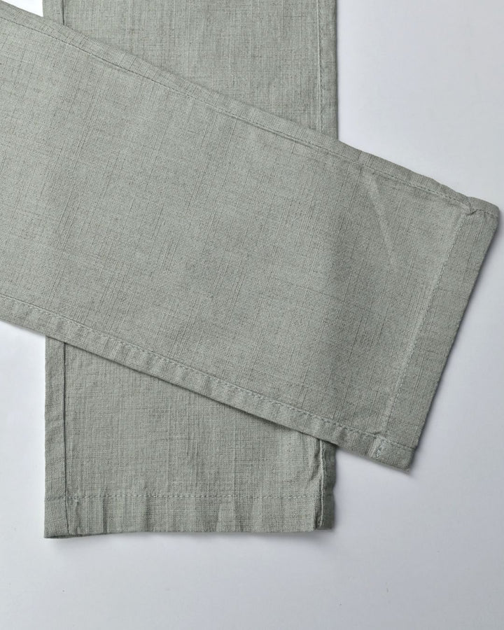 Dusty Olive Grid - 2 way stretch - COTTON LINEN PANT