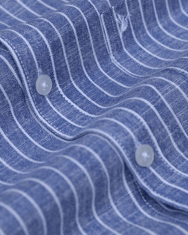 Denim Mini Stripes -Full-Bamboo Linen