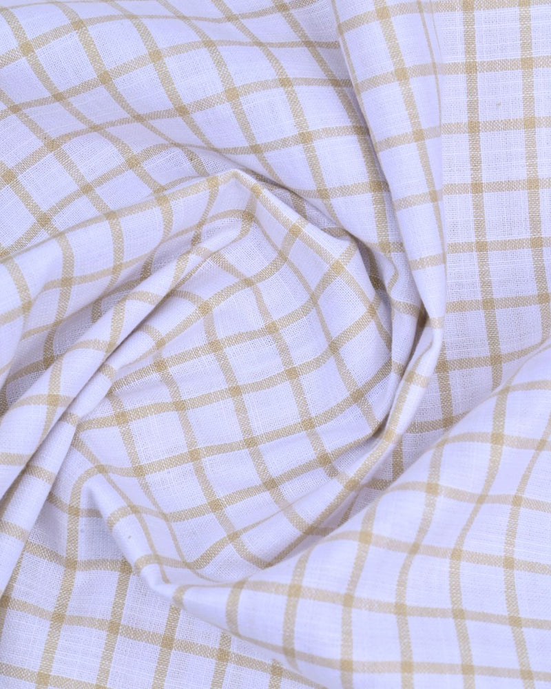 White & Golden Square Checks -Full-Bamboo Linen