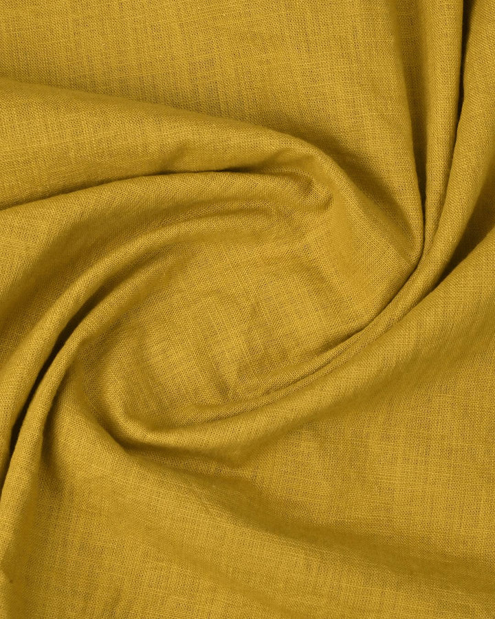 Mustard Yellow Solid-Full-Cotton Linen Shirt