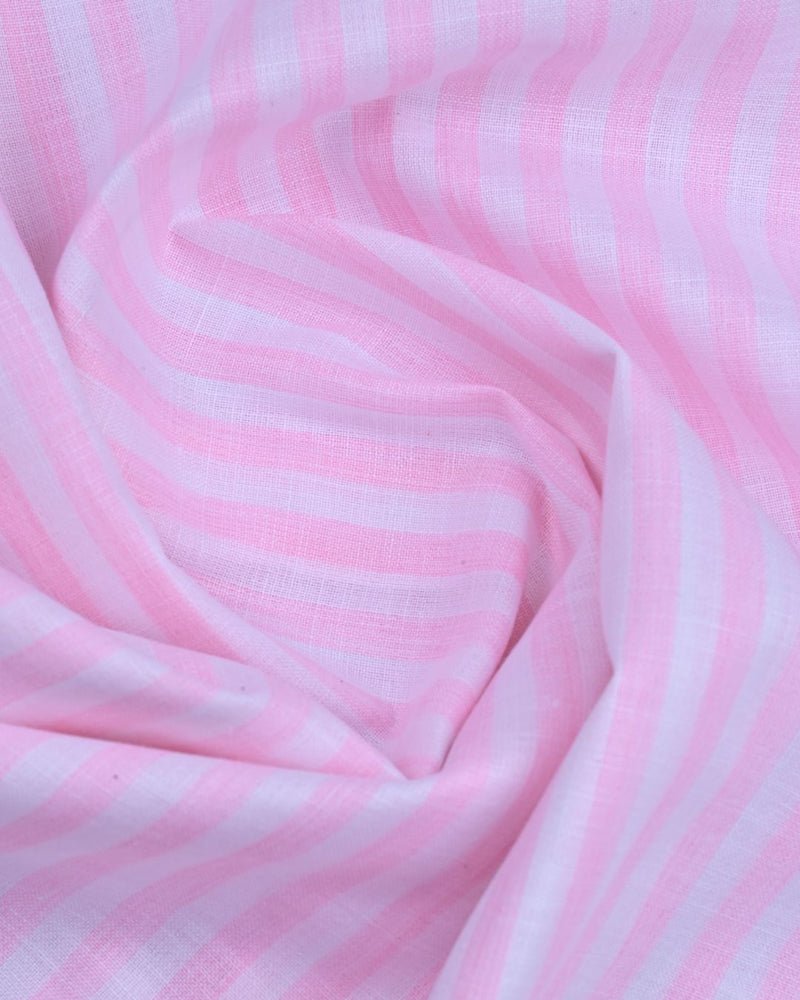 Pink & White Large Stripes -Full-Bamboo Linen