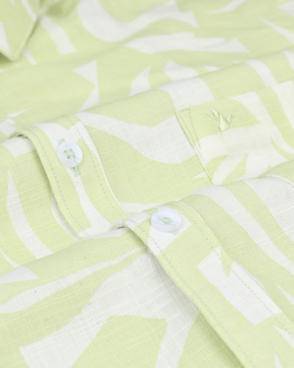 Lime Green & White Print -Full-Stain Proof