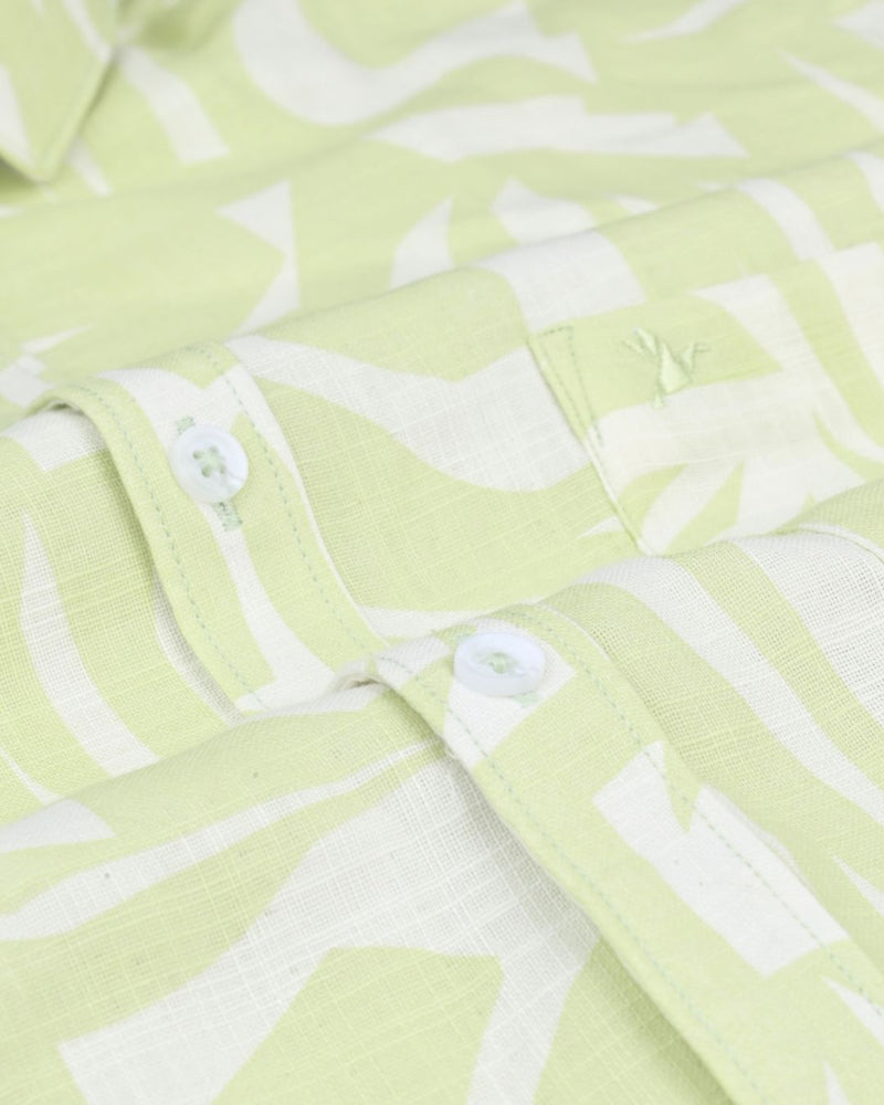 Lime Green & White Print -Full-Stain Proof