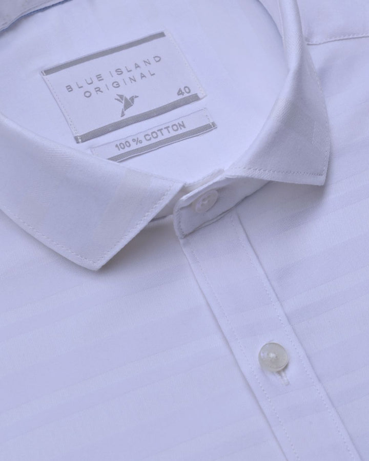 Self White Double Line Stripes -Stain Proof