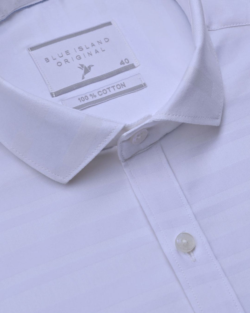 Self White Double Line Stripes -Stain Proof