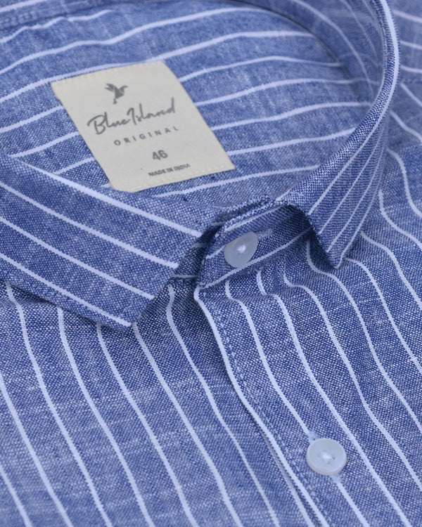 Denim Mini Stripes -Full-Bamboo Linen