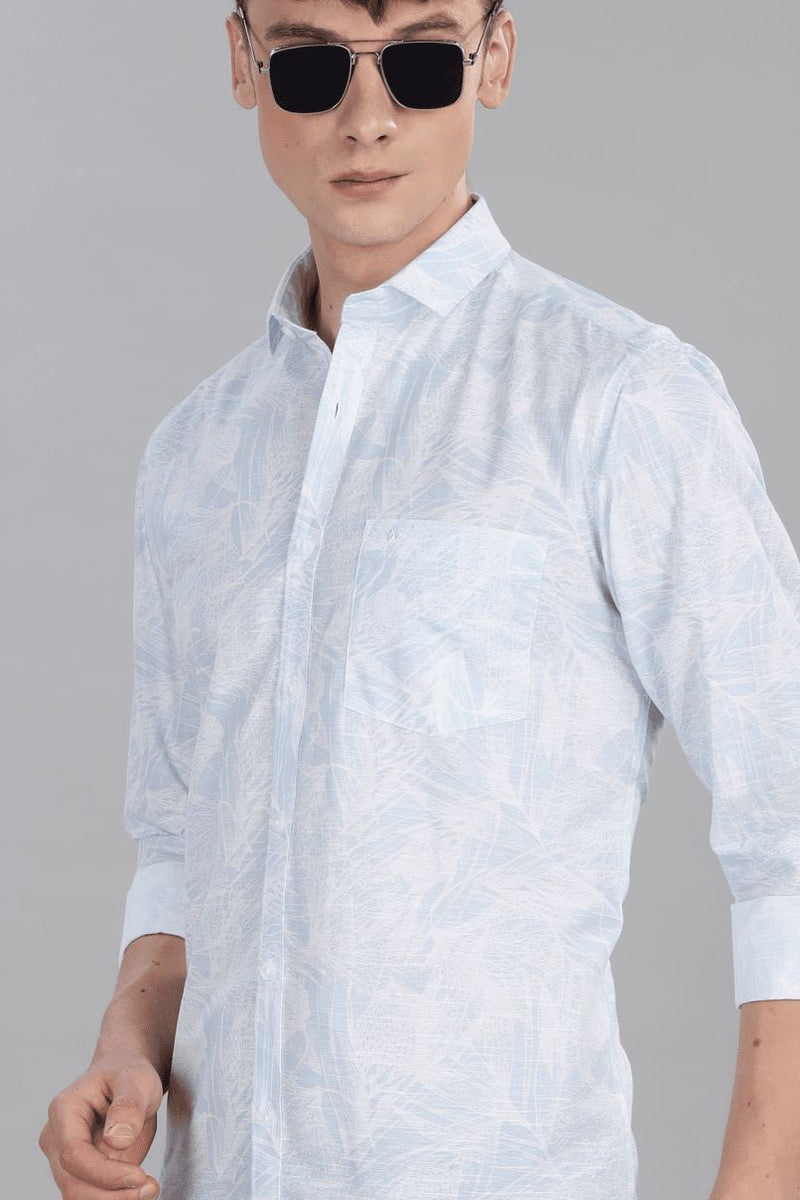 Sky Blue & White Print -Full-Stain Proof