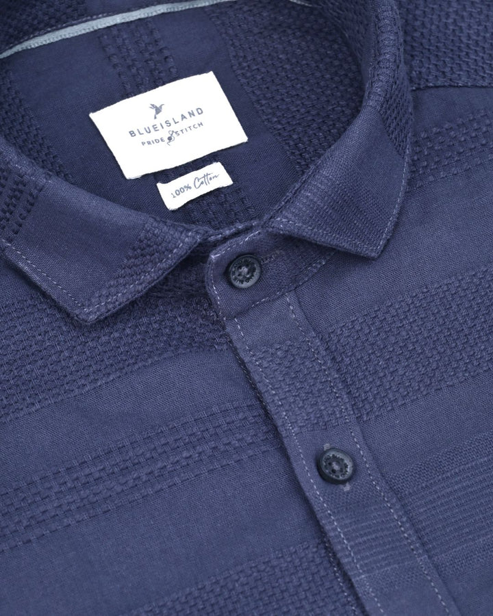Dark Grey Self Pattern Stripes -Full-Stain Proof