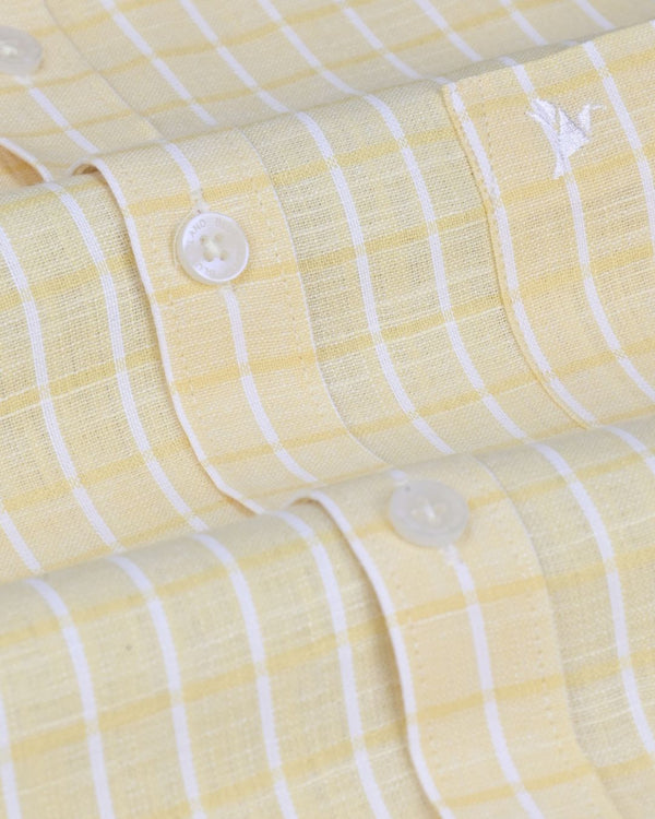 Bright Yellow Checks -Full-Bamboo Linen