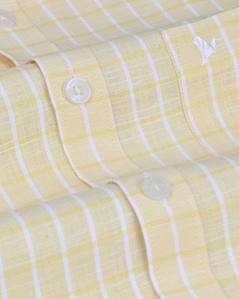 Bright Yellow Checks -Full-Bamboo Linen
