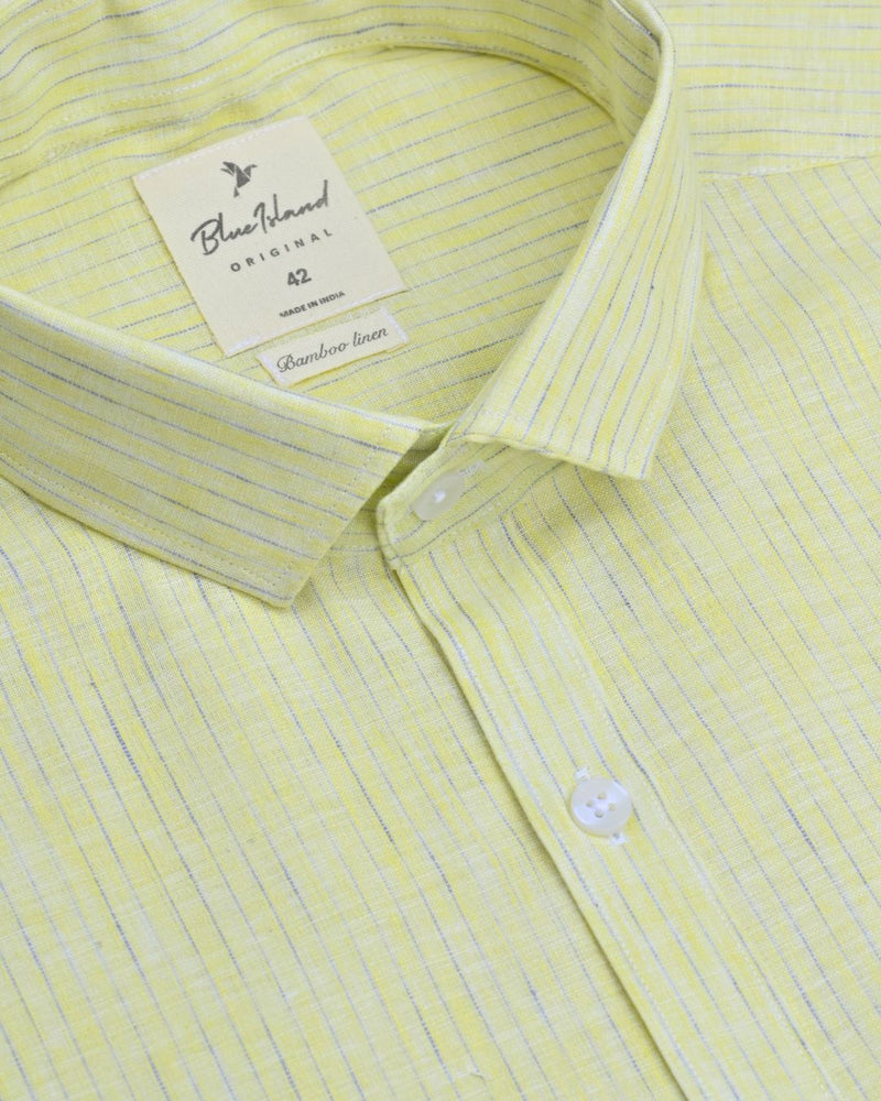 Yellow Mini Stripes -Full-Bamboo Linen