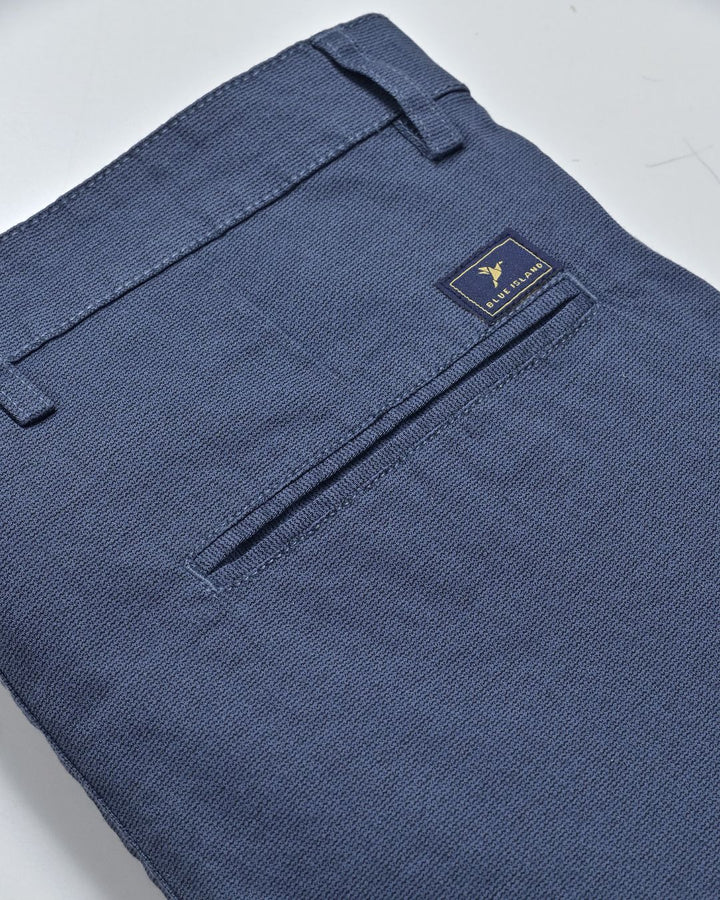 Steel Blue Wave Printed - 2 way stretch - COTTON PANT