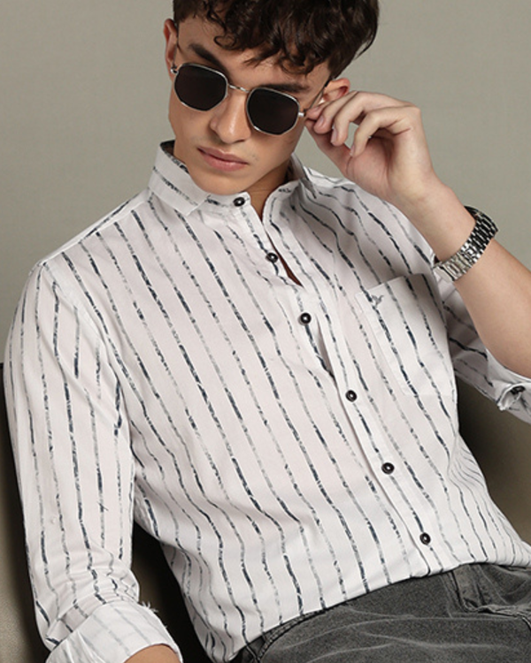 White & Military Line Stripes -Full-Stain Proof