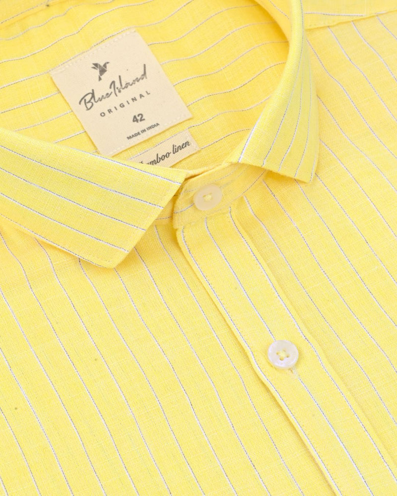 Bright Yellow Stripes -Full-Bamboo Linen