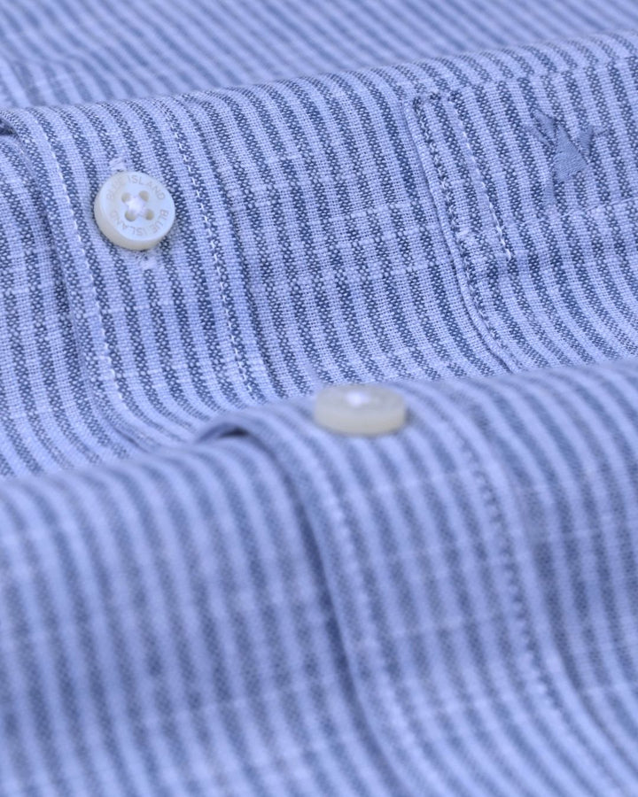 Blue Fine Stripes -Full-Bamboo Linen