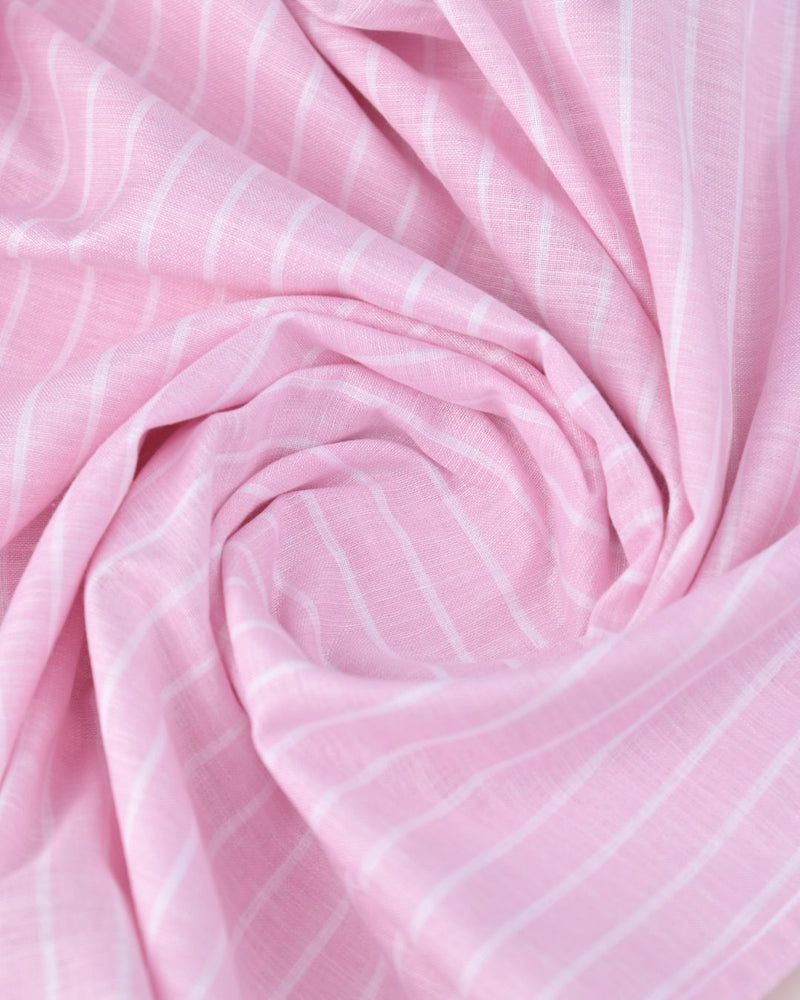 Rose Pink & White Stripes -Full-Bamboo Linen