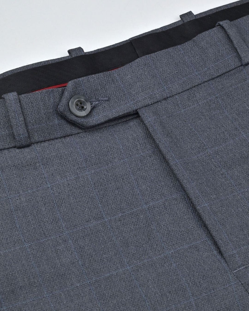 Grey & Sky Blue Box Checks - Wrinkle free Formal Pant