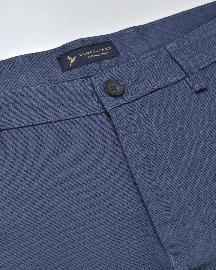 Steel Blue Wave Printed - 2 way stretch - COTTON PANT
