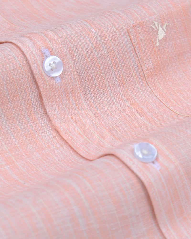 Bright Orange Stripes -Full-Bamboo Linen