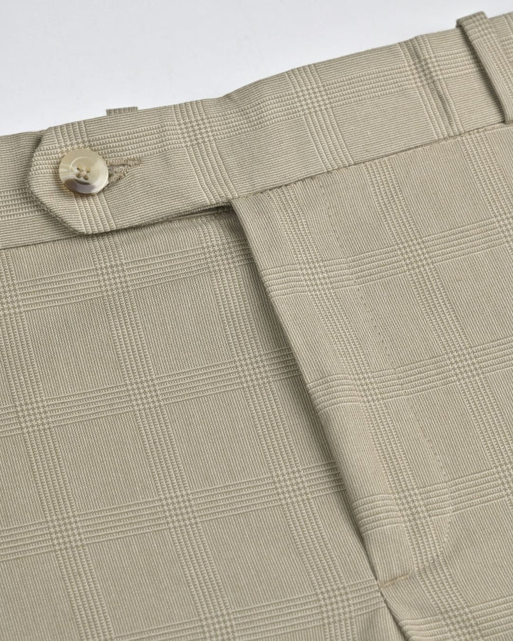 Beige Multi Line Checks - Wrinkle free Formal Pant