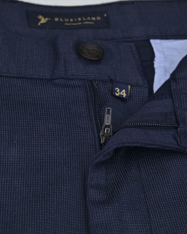 Navy Pixel Printed - 2 way stretch - COTTON PANT