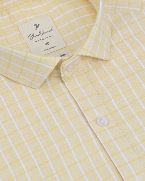 Bright Yellow Checks -Full-Bamboo Linen
